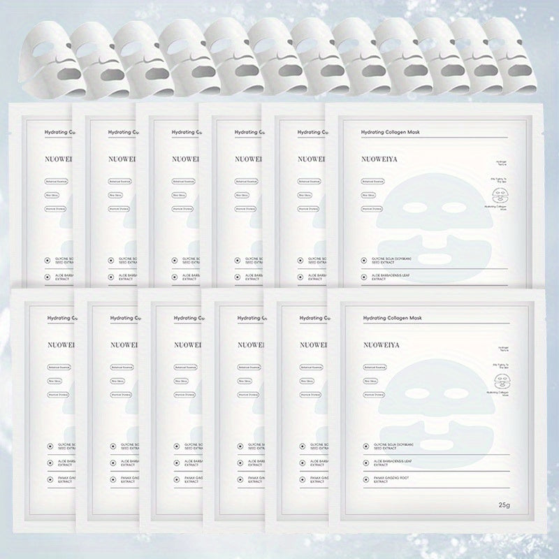 12pcs Set - Deep Collagen Mask, Hydrating Overnight Korean Face Mask for All Light Beige Types, Skincare