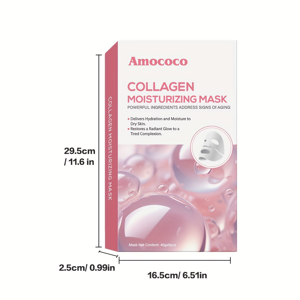 Deep Collagen Mask 5Pcs, Collagen Lifting Mask Even Skin Tone, Hydrate And Moisturize Facial Masks Overnight