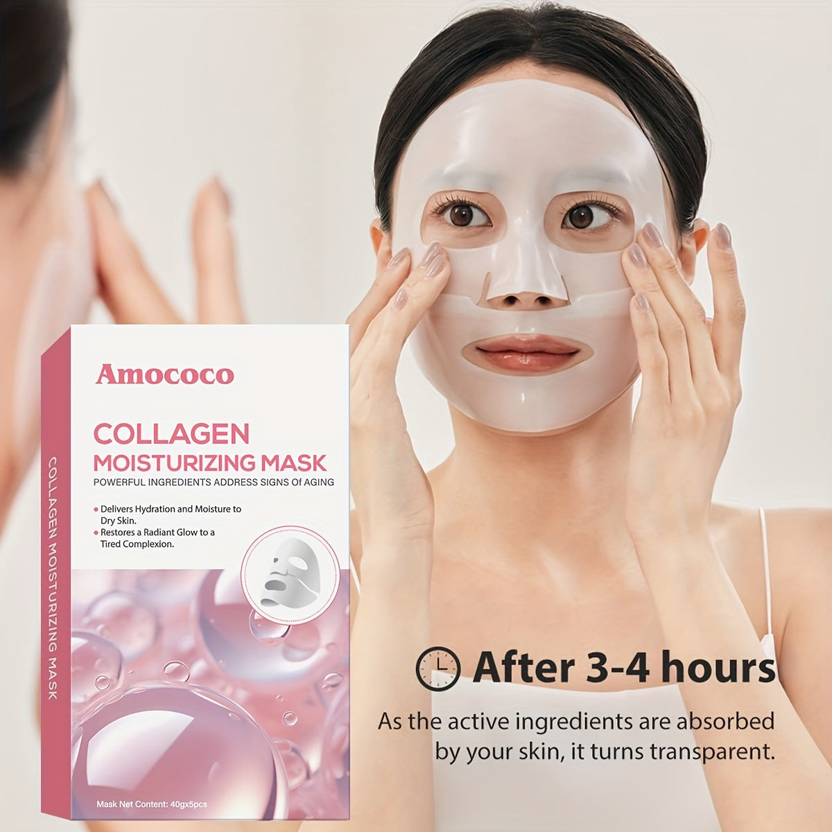 Deep Collagen Mask 5Pcs, Collagen Lifting Mask Even Skin Tone, Hydrate And Moisturize Facial Masks Overnight