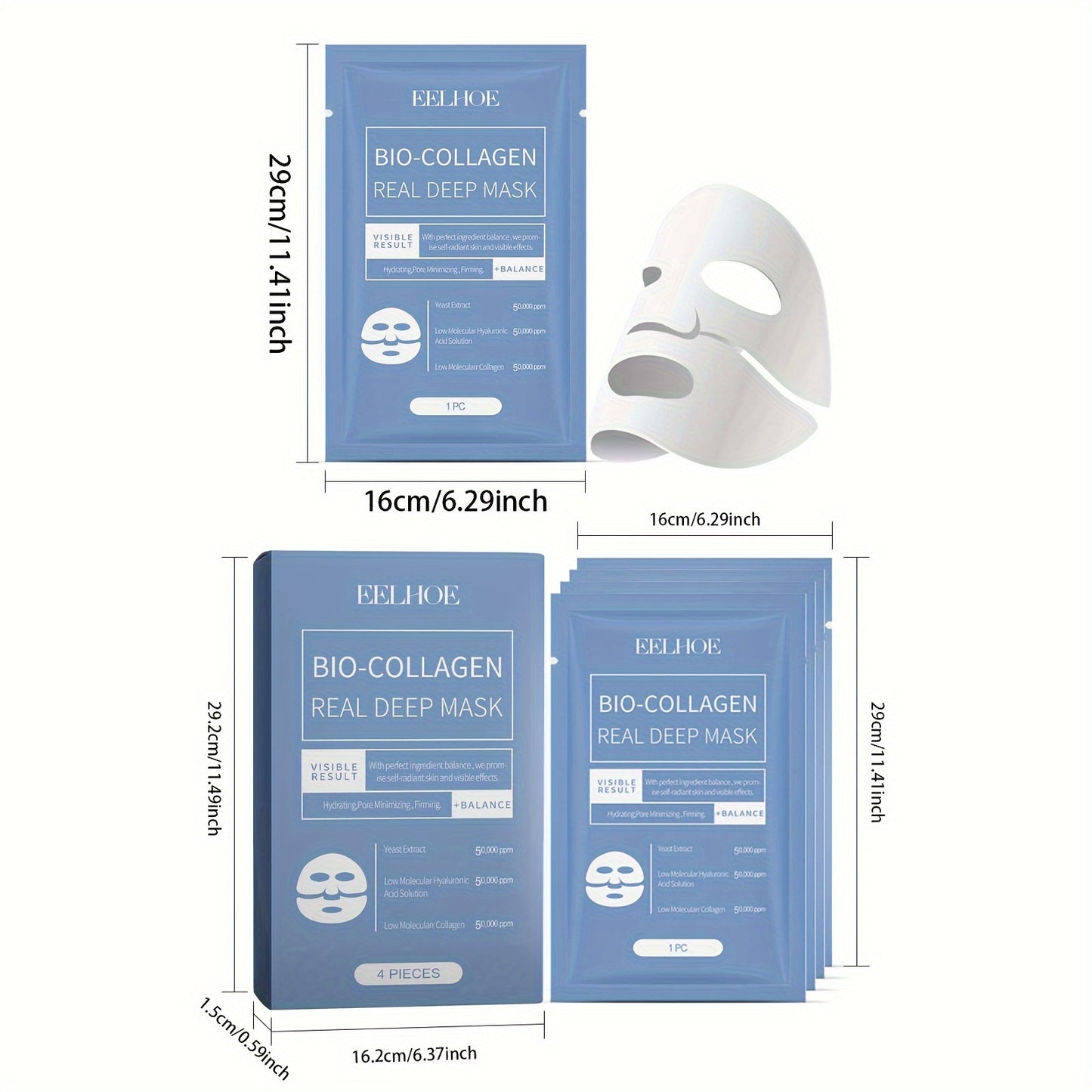 Collagen Mask. Highly Effective In Moisturizing And Effectively Locking In Moisture. Hydrates The Skin. Makes The Skin Soft, Smooth And Delicate. Tightens And Replenishes Water. Moisturizing Mask For Skin Tone.