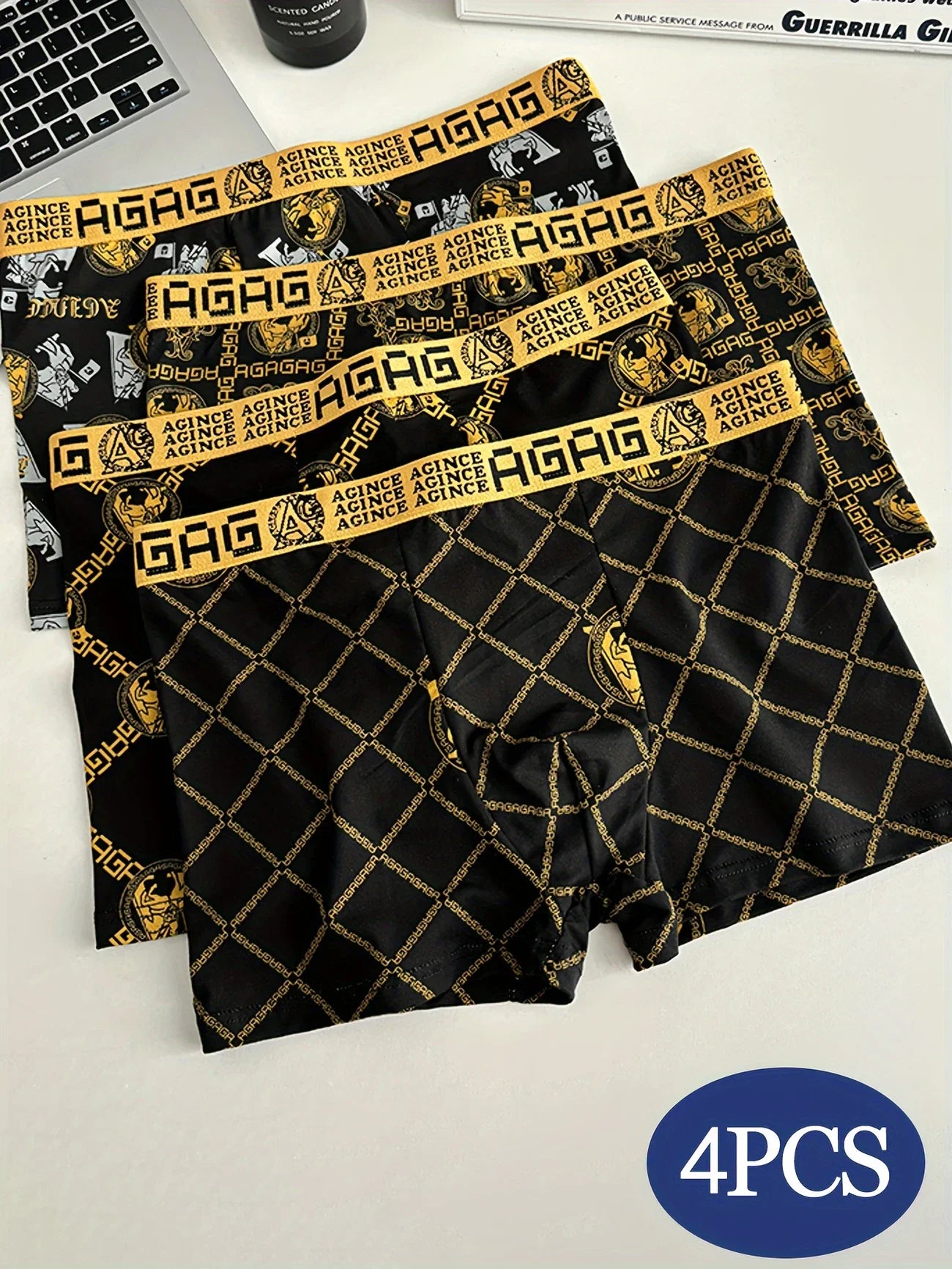 4pcs/set Men's Underwear New Style Fashionable Boxer Antibacterial Comfortable Men Boxershorts Boys Thin Flat Corner Panties