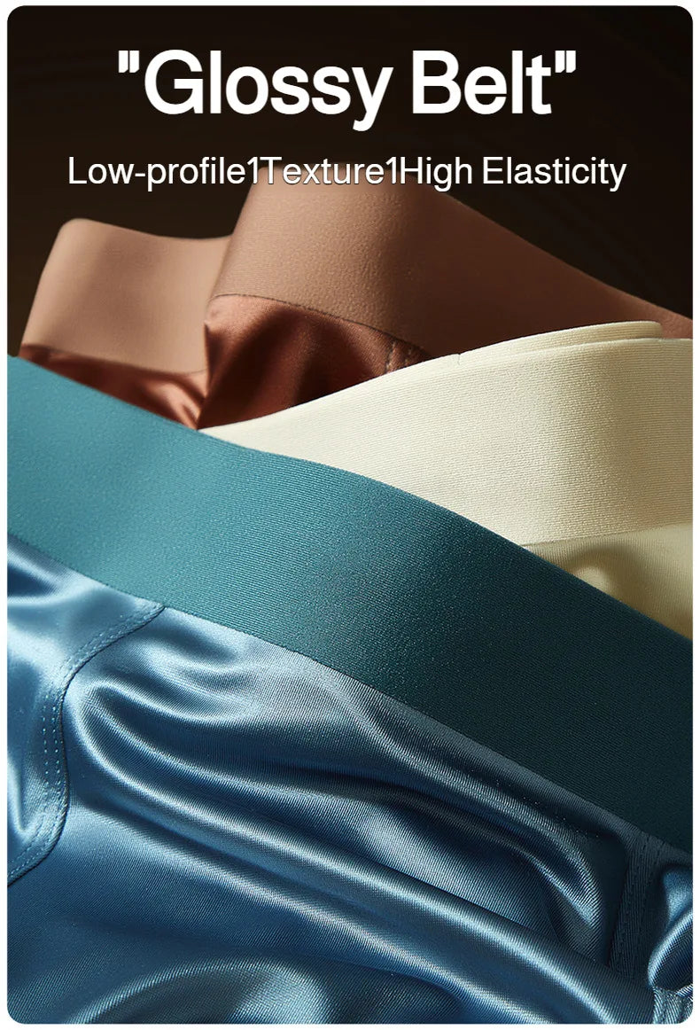 Premium Antibacterial Boxer Shorts Men's Summer Ice Silk Underwear with Mulberry Silk Gusset Seamless Design for Luxury Comfort