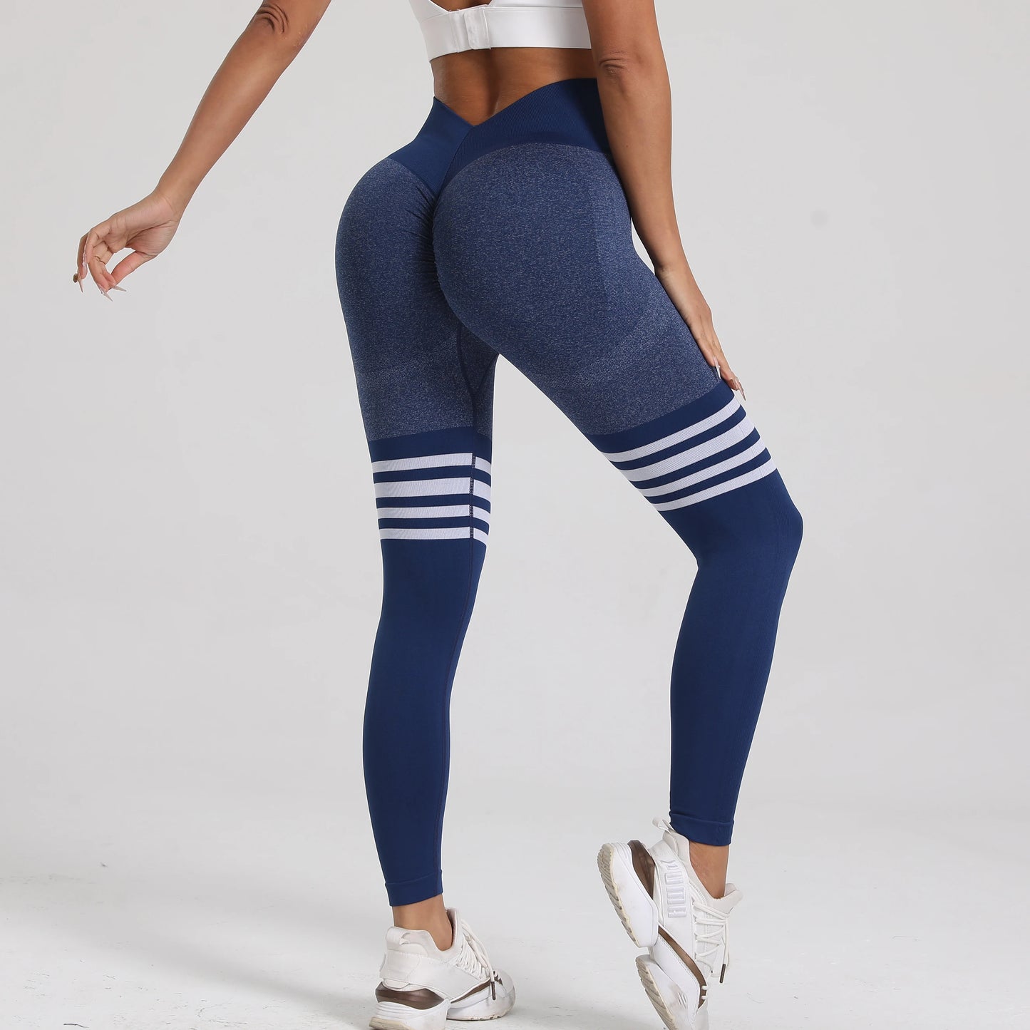 Women Gym V Back Line Leggings Butt Lifting Fitness Athletic Workout Scrunch Leggins Outdoor Yoga Pants Sports Tights S-XL