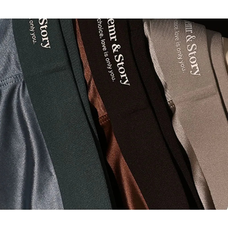 Ice Silk Comfy Boxer Men Sexy Solid Color Qucik-Dry Underwear Breathable Panties Shorts U Convex Pouch Oil Shiny Boxershorts Man