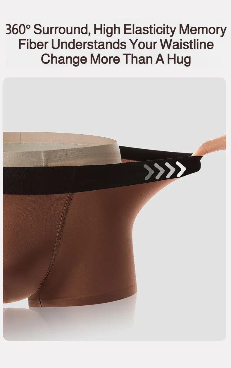 Premium Antibacterial Boxer Shorts Men's Summer Ice Silk Underwear with Mulberry Silk Gusset Seamless Design for Luxury Comfort