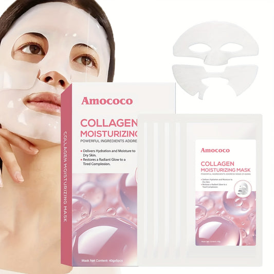 Deep Collagen Mask 5Pcs, Collagen Lifting Mask Even Skin Tone, Hydrate And Moisturize Facial Masks Overnight