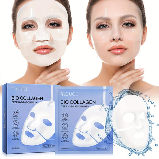 18pcs Collagen Mask, Deep Moisturizing, Contains Collagen, Hyaluronic Acid, Vitamin E And Niacinamide, Suitable for All Skin Types to Moisturize, Gift for Girls, Facial Moisturizing Mask